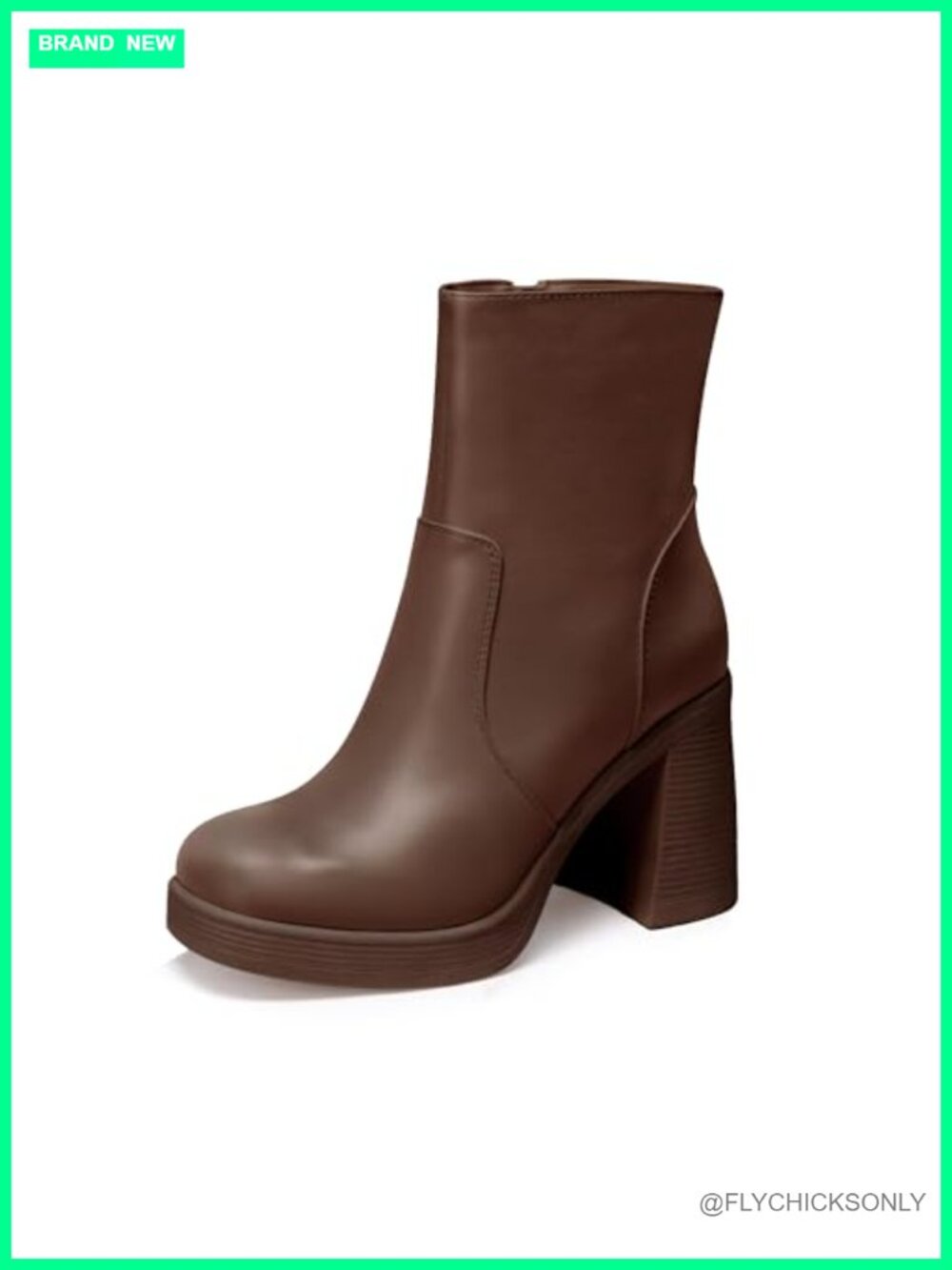 Platform Gogo Ankle Boots Square Toe Chunky Block Heel Zipper PU